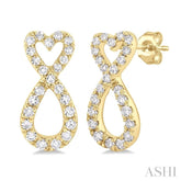 1/4 ctw Infinity Heart Round Cut Diamond Fashion Earring in 10K Yellow Gold